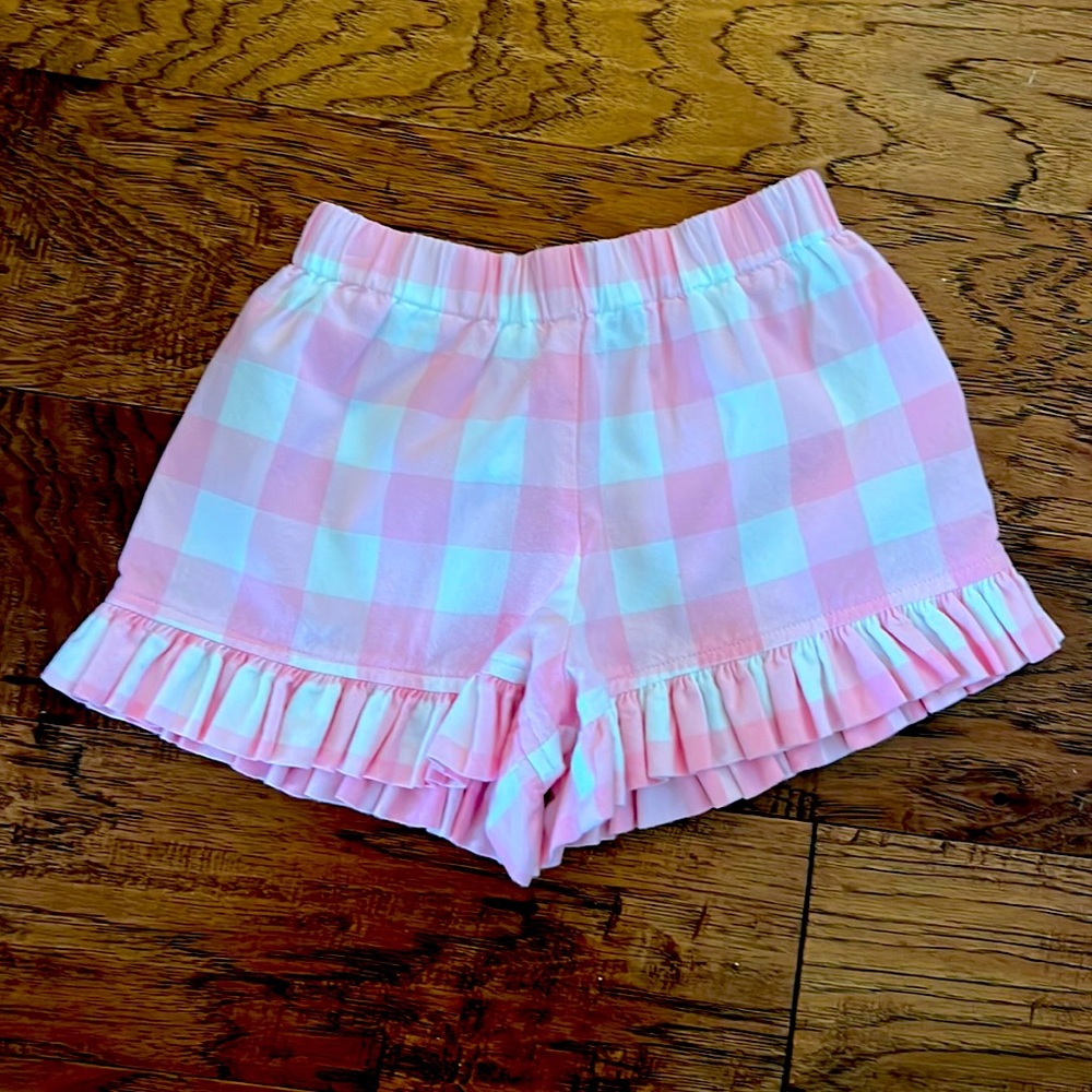 Hannah Kate Pink Large Check Ruffle Shorts- size 4 slim